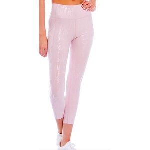 Calvin Klein Performance High Waist Blush Pink Crop Legging Script Monogram Logo